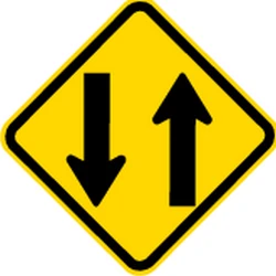 Warning for a road with two-way traffic.