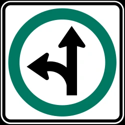 Driving straight ahead or turning left mandatory.