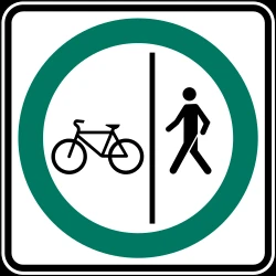 Mandatory divided path for pedestrians and cyclists.