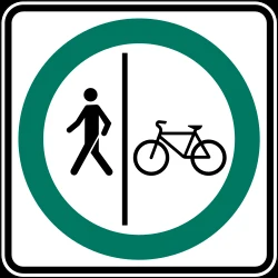 Mandatory divided path for pedestrians and cyclists.