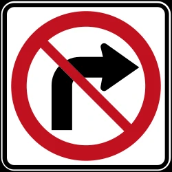 Turning right prohibited.