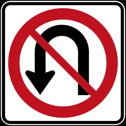 Turning around prohibited (U-turn).