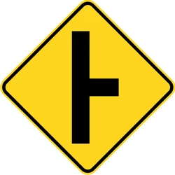 Warning for an uncontrolled crossroad with a road from the right.
