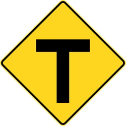 Warning for an uncontrolled T-crossroad.