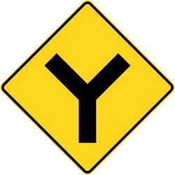 Warning for an uncontrolled Y-crossroad.