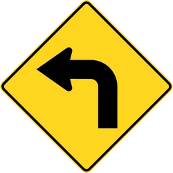 Warning for a sharp curve to the left.