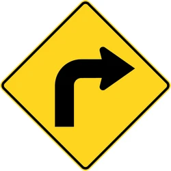 Warning for a sharp curve to the right.