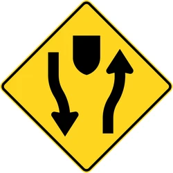 Warning for a divided road.