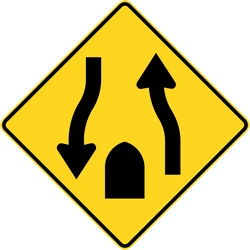 Warning for the end of a divided road.