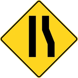 Warning for a road narrowing on the right.