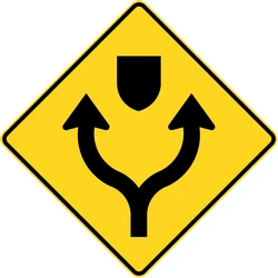 Warning for an obstacle, pass either side.