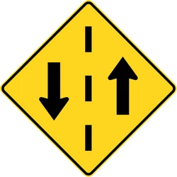 Warning for a road with two-way traffic.