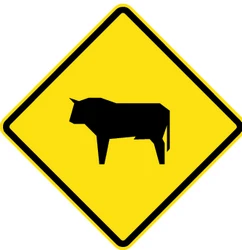 Warning for cattle on the road.