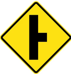 Warning for an uncontrolled crossroad with a road from the right.