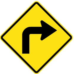 Warning for a sharp curve to the right.