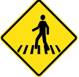 Warning for a crossing for pedestrians.