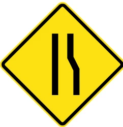 Warning for a road narrowing on the right.