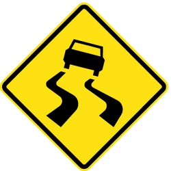 Warning for a slippery road surface.