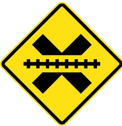 Warning for a railroad crossing without barriers.