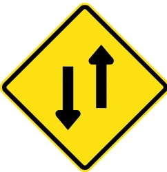Warning for a road with two-way traffic.