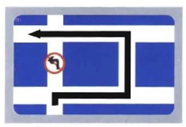 Route to be followed in order to turn left.