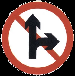 Driving straight ahead or turning right prohibited.