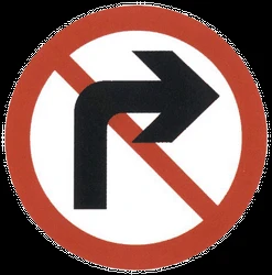 Turning right prohibited.