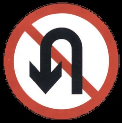 Turning around prohibited (U-turn).