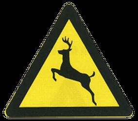 Warning for crossing deer.