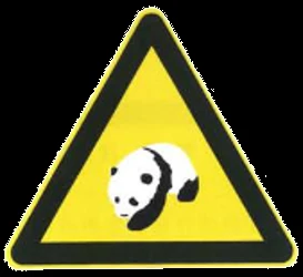 Warning for pandas on the road.
