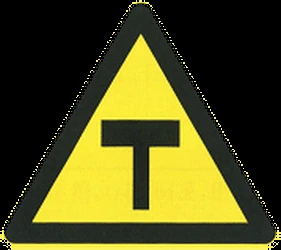 Warning for an uncontrolled T-crossroad.