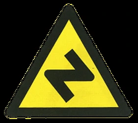 Warning for a double curve, first right then left.