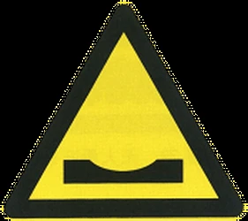Warning for a dip in the road.