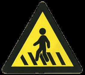 Warning for a crossing for pedestrians.