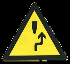 Warning for an obstacle, pass on the right side.