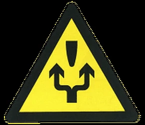 Warning for an obstacle, pass either side.