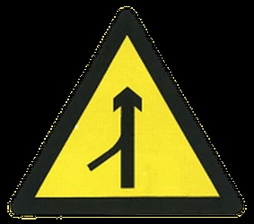 Warning for a side road merging with the main road.