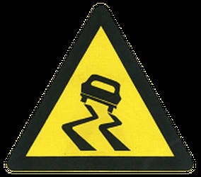 Warning for a slippery road surface.