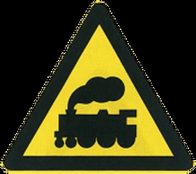 Warning for a railroad crossing without barriers.