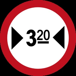 Vehicles wider than indicated prohibited.