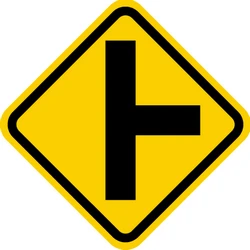 Warning for an uncontrolled crossroad with a road from the right.