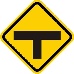 Warning for an uncontrolled T-crossroad.