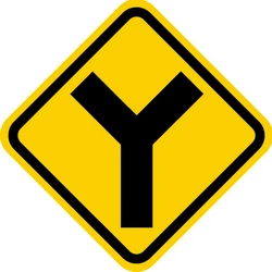 Warning for an uncontrolled Y-crossroad.