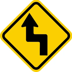 Warning for a double sharp curve, first left then right.