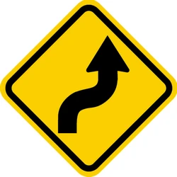 Warning for a double curve, first right then left.