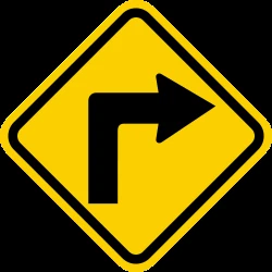 Warning for a sharp curve to the right.