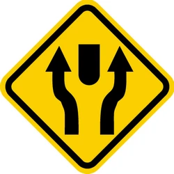 Warning for an obstacle, pass either side.