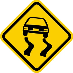 Warning for a slippery road surface.