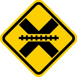 Warning for a railroad crossing without barriers.