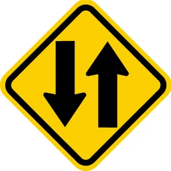 Warning for a road with two-way traffic.